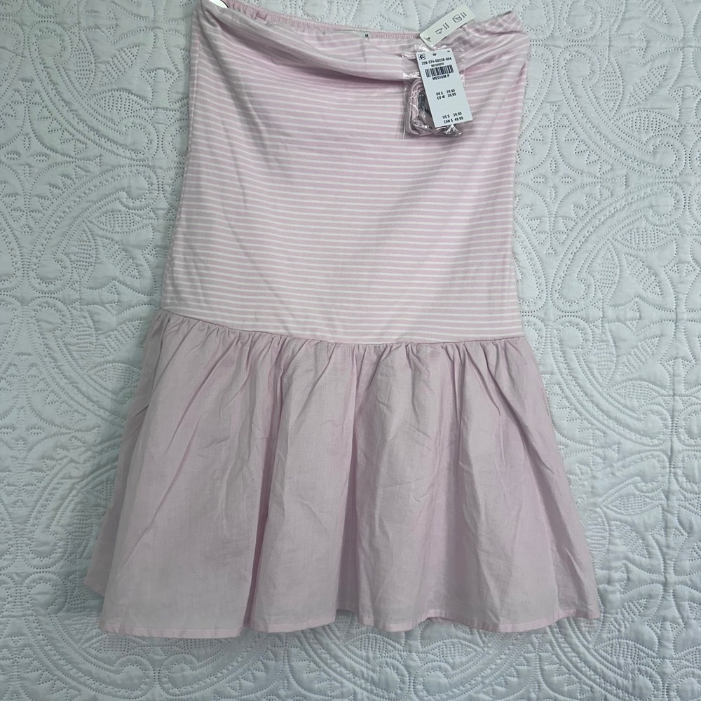 Hollister Pink Striped Strapless Mini Dress Medium Petite NWT 359-374-00238-604